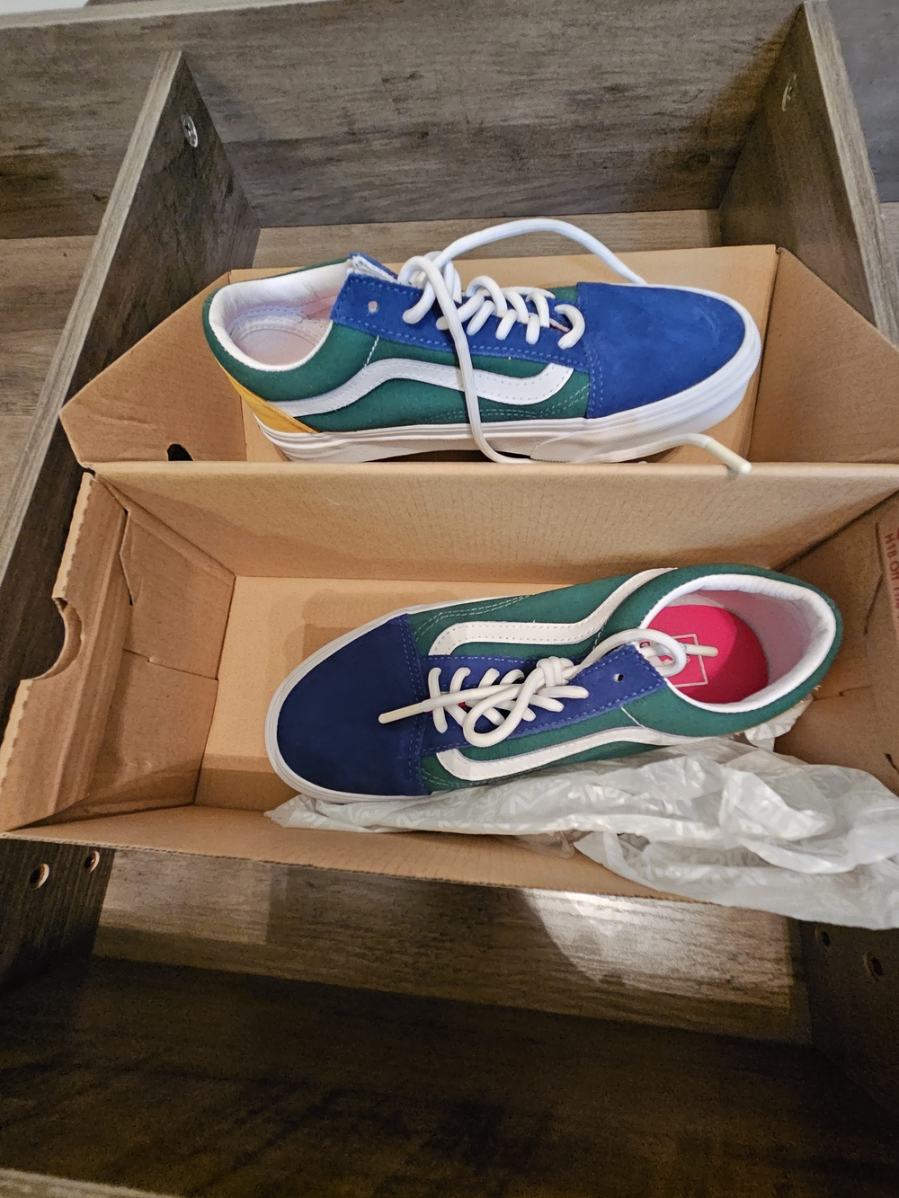 Vans Old Skool Low Top Sneakers in Blue/Green/Yellow